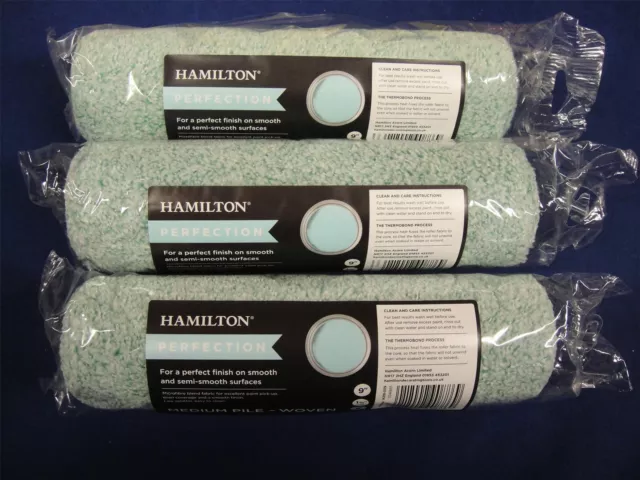 Hamilton Perfection Medium Paint Pile Roller Sleeve 9" 14216-009 x 3 Rollers