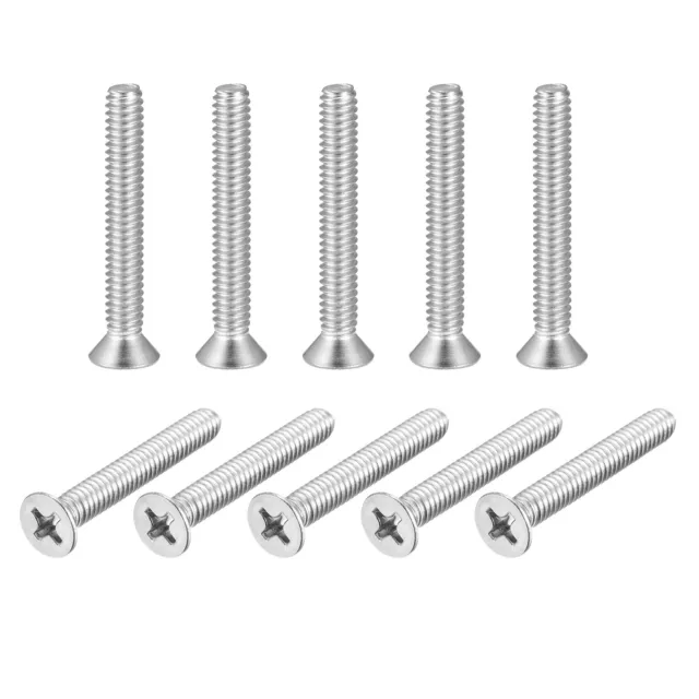 1/4-20x1-3/4" Plat Tête Machine Vis Cruciforme 304 Inox Acier Boulons 10pcs