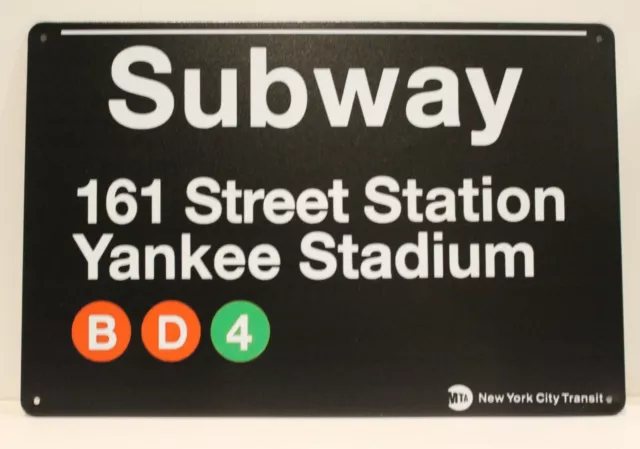 New York Yankee Stadium Subway Stop Tin Metal Sign 161 Street Station MTA NYC XZ