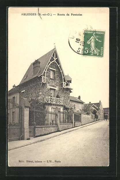 CPA Ableiges, Route de Pontoise, vue de la rue