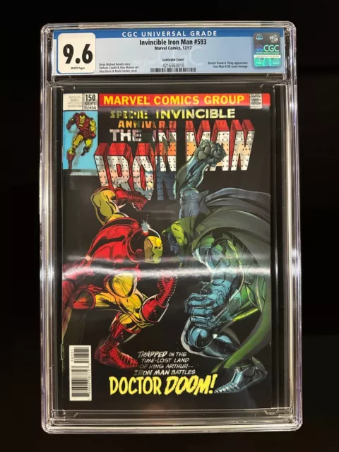 Invincible Iron Man #593 CGC 9.6 (2017) Lenticular - Iron Man #150 - Doctor Doom