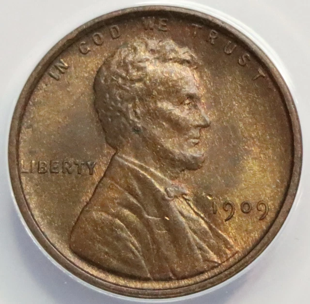 1909-Vdb Lincoln Wheat Cent Anacs Graded Ms64 Rb First Year Of The Lincoln Cent