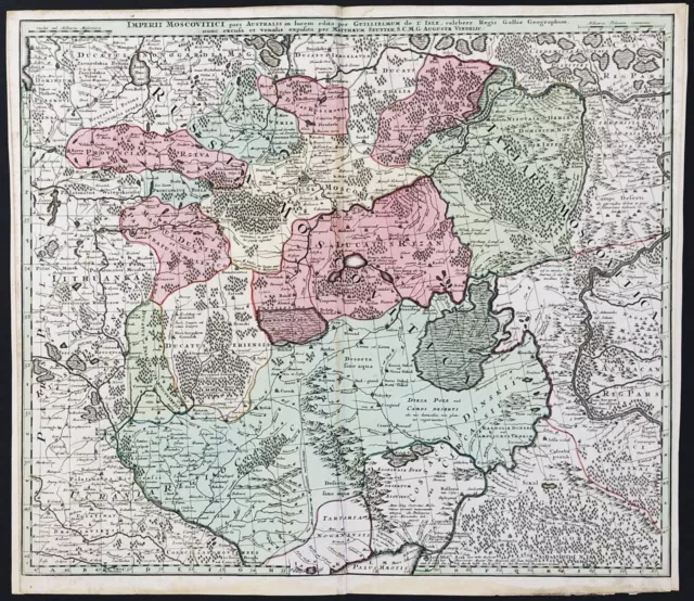 Moscow Moscou Russie Map Carte Gravure sur Cuivre Seutter 1730