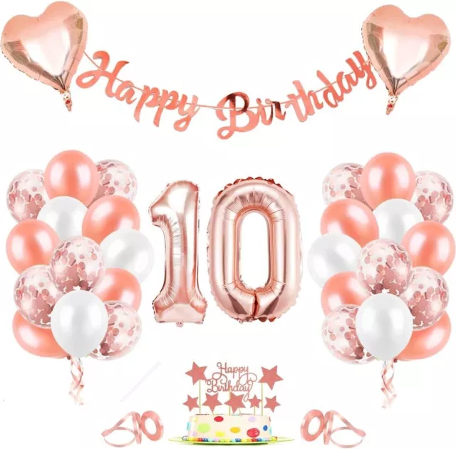 Luftballon 10, Geburtstagsdeko 10 Jahr Mädchen, 10 Geburtstag Mädchen Rosegold,