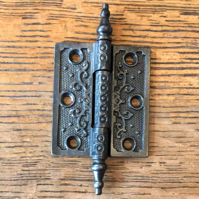 Antique Decorative Cast Iron Steeple Tip Door Hinge - 3½" x 3"