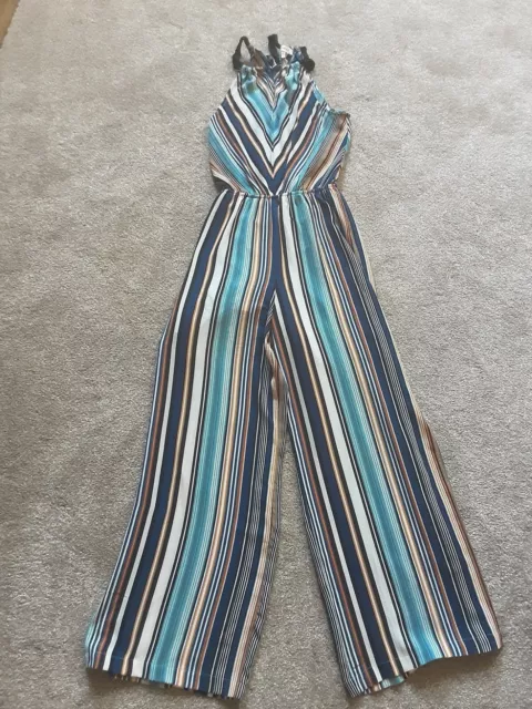Monteau los angeles striped jumpsuit sales