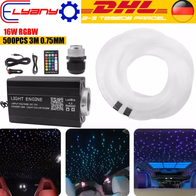 500 LED RGBW Sternenhimmel Auto Lichtfaser Glasfaser Optik Deckenleuchte Kit APP