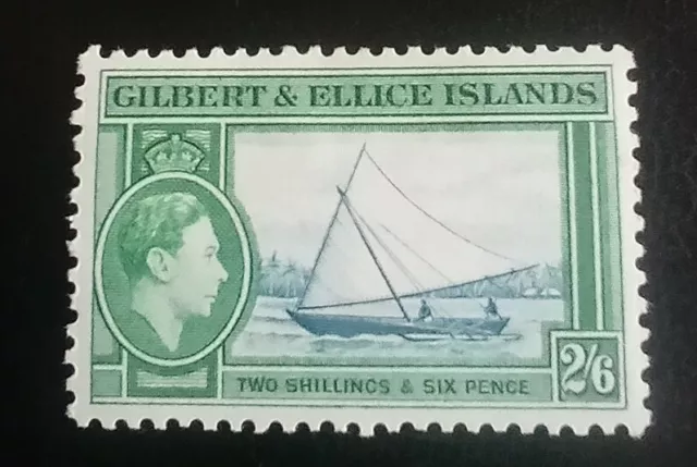 Gilbert And Ellice Isles George VI 1939 2/6d Blue & Emerald Mint SG 53 (A5)