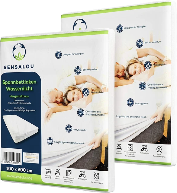 Sensalou Protège Matelas Imperméable - Housse Ajustée avec Jupe 100 x 200 cm