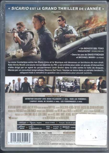 DVD SICARIO Benicio Del Toro, Emily Blunt NEUF (envoi en suivi) 2