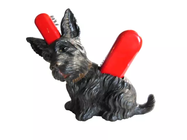 Syroco KING Black SCOTTIE DOG Twin Brush Holder Scottish Terrier VTG 1930's RARE