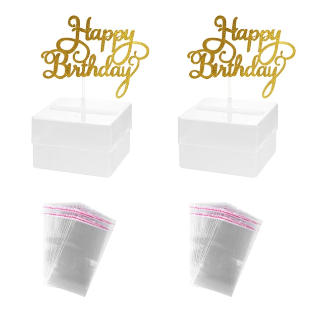 Juego de 2 Pasteles Cumpleaños Caja Dinero Sorpresa Pastel Poping De pie
