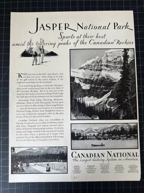 Vintage 1931 Canadian National Railway - Jasper National Park Print Ad