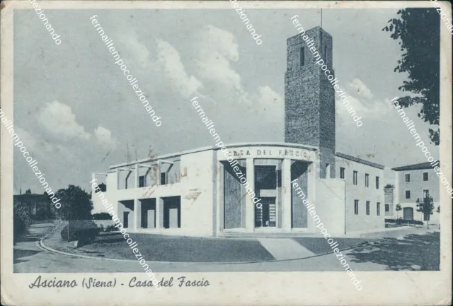 cn625 cartolina asciano casa del fascio provincia di siena 1939