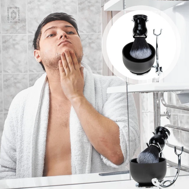 Kit da barba in plastica supporto spazzola rasoio di sicurezza sapone multifunzione