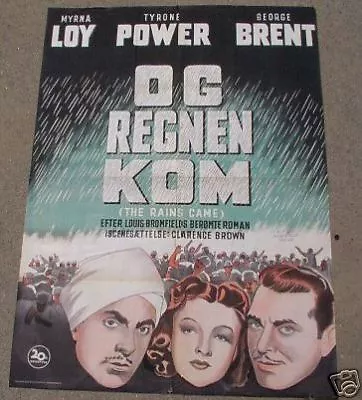 RAINS CAME Tyrone Power  Myrna Loy Danish movie Poster 1939