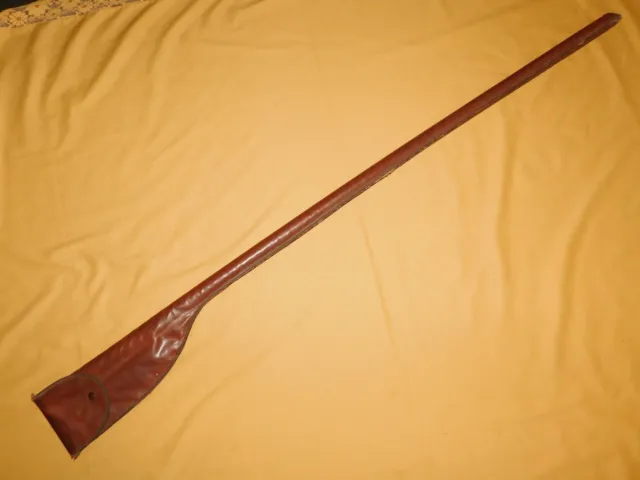 small vintage leather rod fishing pole case holder bag antique