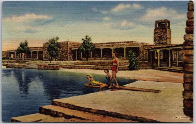 Bath House & Swimming Pool Lea Lake Bottomless Lakes Roswell New Mexico Postcard