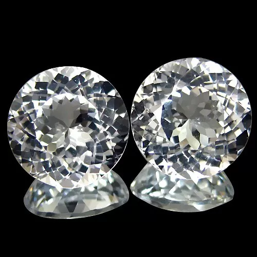 3.93Cts Wow Natural Amazing White TopazRound Shape 7.5mm Collection Pair