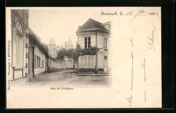 CPA Breteuil, Rue de l´Abbaye, vue de la rue 1903