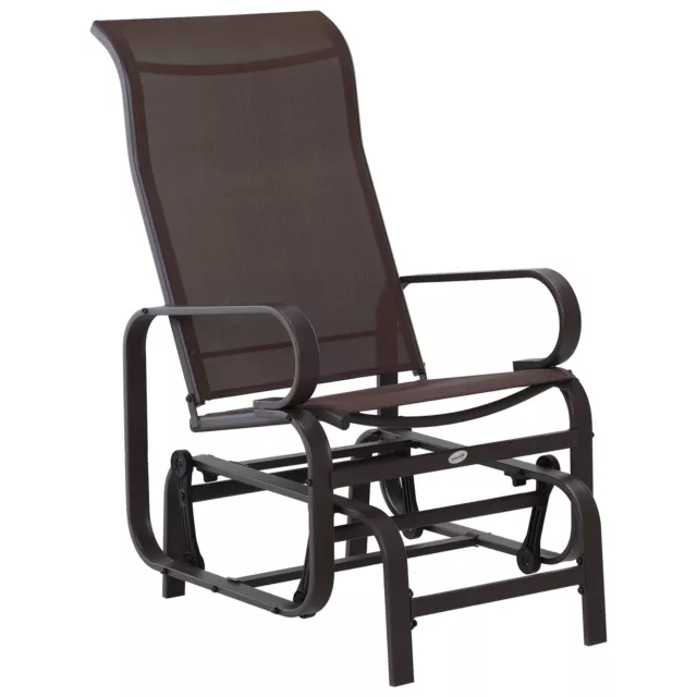 Outsunny Outdoor Gliding Rocking Chair w/ Metal Frame for Patio, Garden, Brown