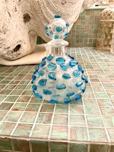 Bottiglia Vetro Riciclato Design Scaglie Rilievo - Caraffa Decorativa Stile Mediterraneo, Ambra - Foto 9