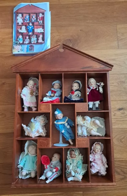 Mini Ashton Drake Porcelain Picture Perfect 11 Baby Dolls & Wood Case. Complete