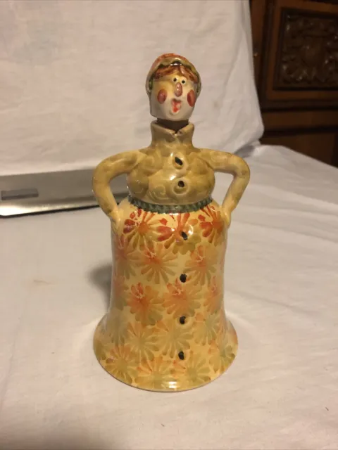 ITALIAN POTTERY wine jug VASE cruet HAND Painted Woman Head Stopper