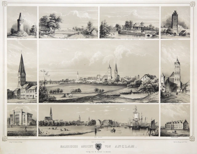 Anklam Vorp. Original Litografía Ammonn 1845