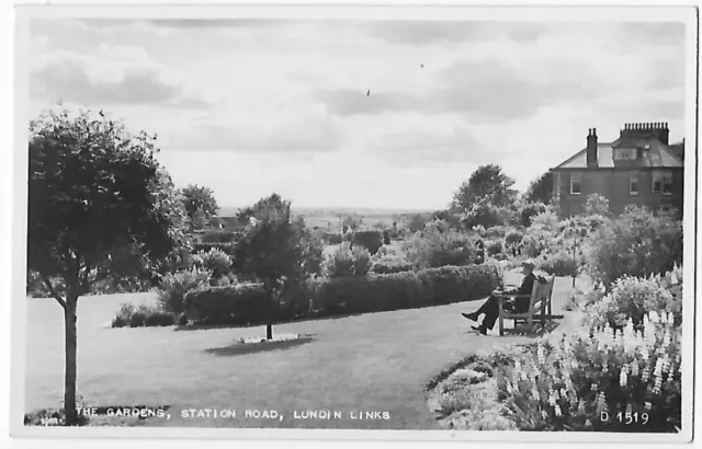 Lundin Links , The Gardens  , Station Road , Fife   , RPPC ,   View From 1956