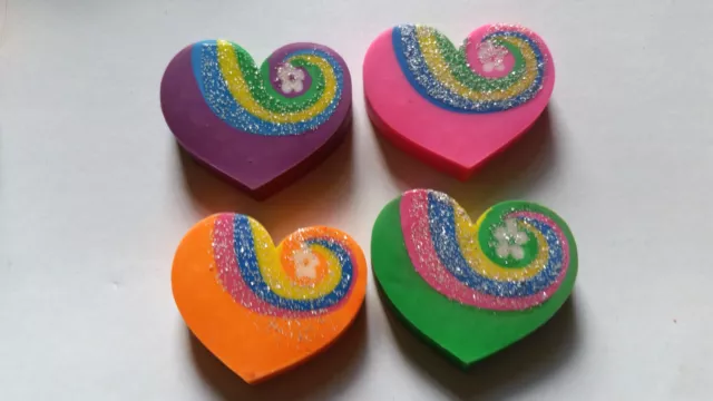  Collectable VINTAGE HEARTS    Erasers / Rubbers / Gommes BUNDLE 