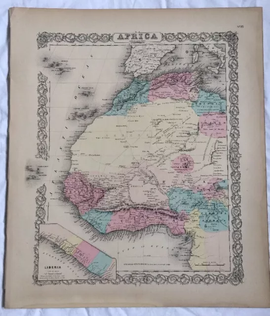 Antique Atlas Map AFRICA North Western Sheet, No 35. 1855 Colton World Maps +