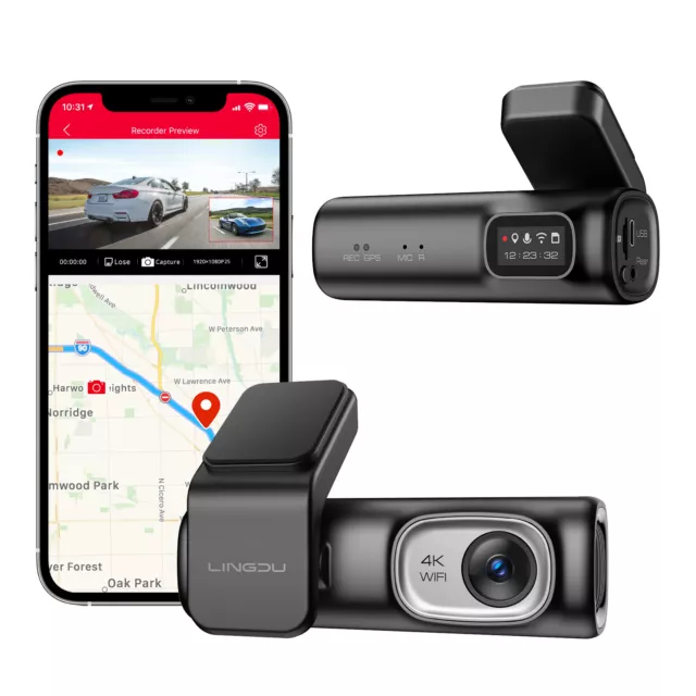 Front ＆ Rear Dash Cam 4K/2.5K/1080P WiFi GPS Car Camera 64GB TF Voice Control