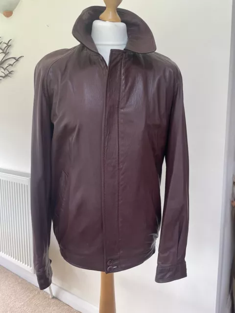 Vintage BURBERRYS' Men's Lambs  Leather Jacket.Size 52R  Burgundy/ Wine Colour.