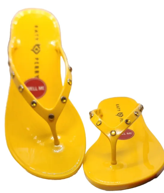 KATY PERRY Womens Size 8M/38 The Geli Gem Thong Sandals Jelly Flip Flops Yellow