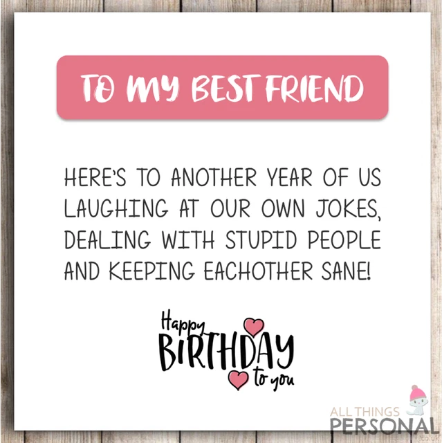 FUNNY BEST FRIENDS Birthday Card Bestie Joke Best Friend Card Humour