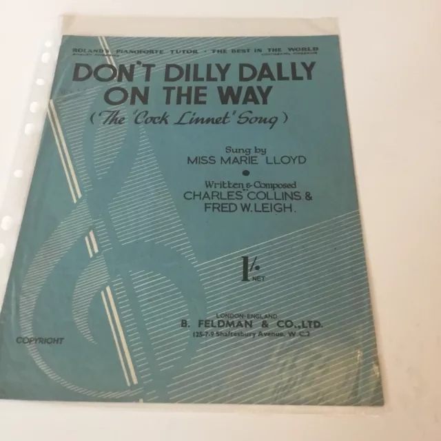 DILLY DALLY NICHT UNTERWEGS. MARIE LLOYD. C. COLLINS. Vintage Noten