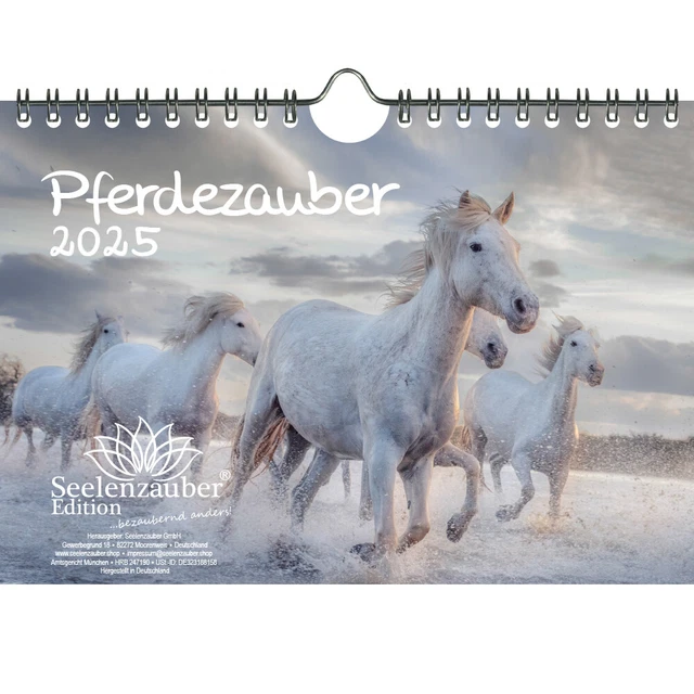 Pferdezauber Camargue Calendrier 2025 format A5 pour chevaux et poulains Seelenzauber