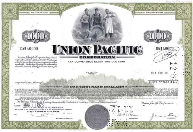 Union Pacific Corporation Utah 1975, 4 3/4% Debenture due 1999  (1.000 $)