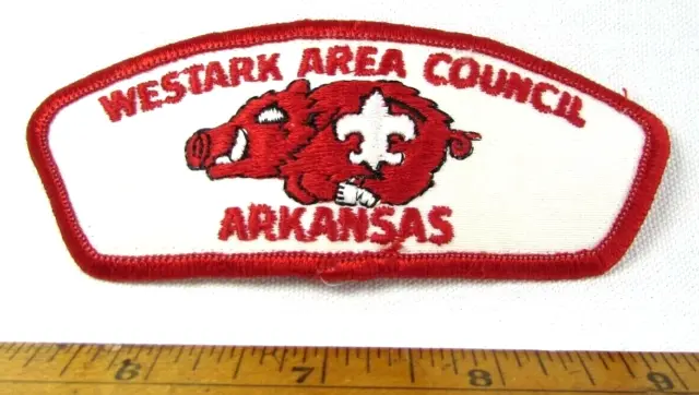Vtg Westark Area Council Shoulder Patch Arkansas Razorback Pig Boy Scouts BSA