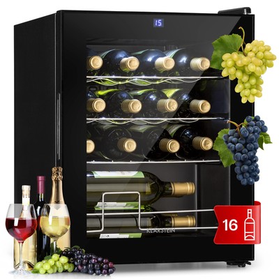 Klarstein Cantinetta Vino Frigorifero Enoteca Bottiglie 44 Litri Touch 135W 5-18° C Nero 