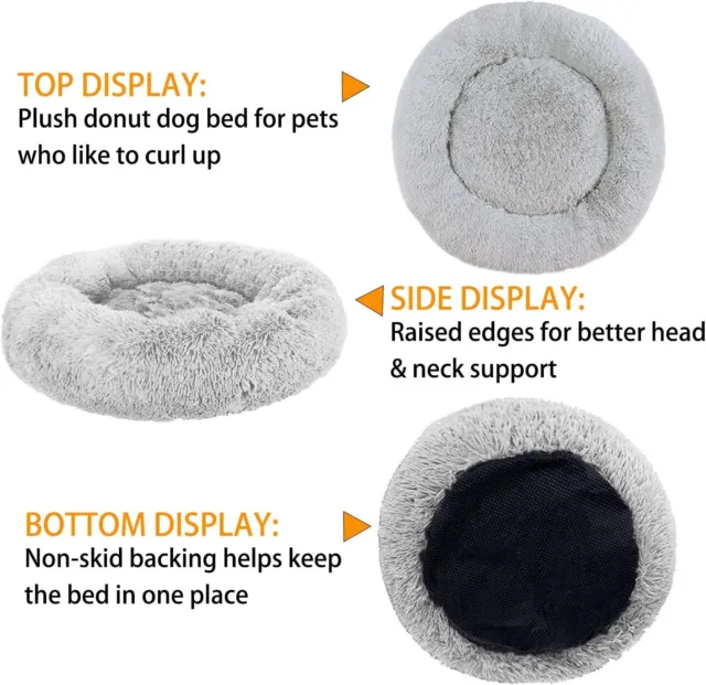 Plush Dog Bed, Donut Dog Bed for Small Medium Large Dogs, Anti Anxiety 6