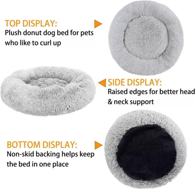 Plush Dog Bed, Donut Dog Bed for Small Medium Large Dogs, Anti Anxiety 6