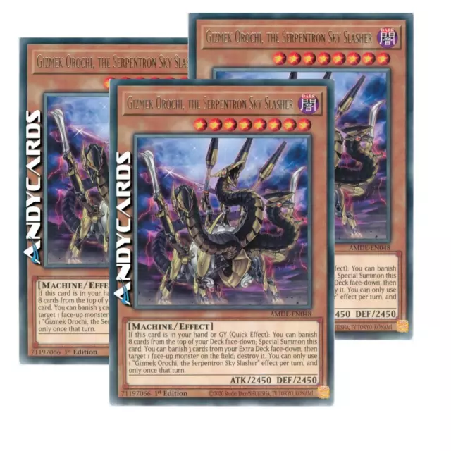 3x GIZMEK OROCHI, THE SERPENTRON SKY SLASHER • Rare • AMDE EN048 • 1Ed • Yugioh!