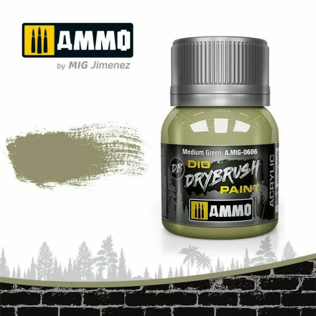 AMMO - DRYBRUSH Mittelgrüne ACRYLFARBE . 40ml AMIG0606