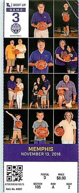 Ticket College Basketball Memphis 2018 - 19  1.13 - LSU Tigers