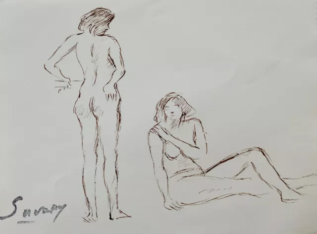 Robert savary - Dibujo Original - Tinta - Desnudo 67