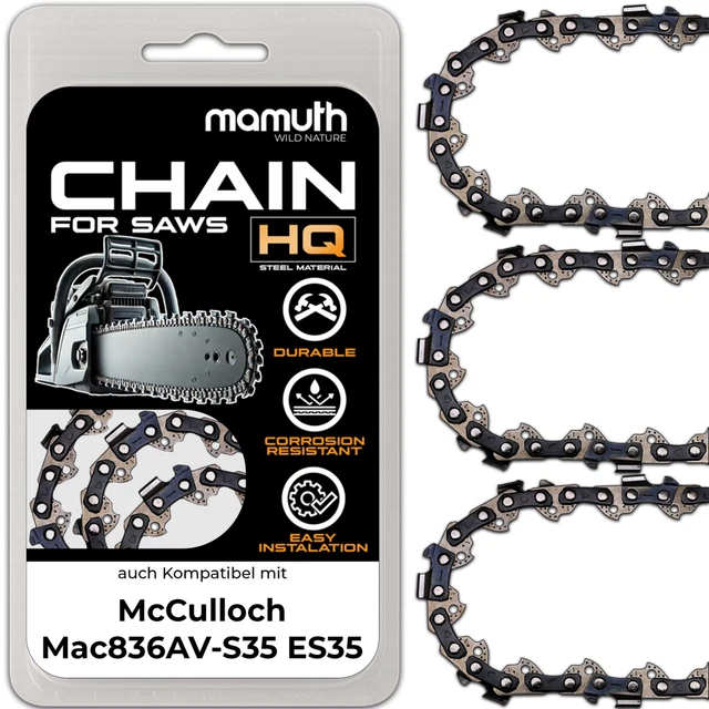 SECURA Sägeketten – 2 Stück, Passend Für McCulloch 55, 40 Cm, 3/8 60TG 1,3 Mm