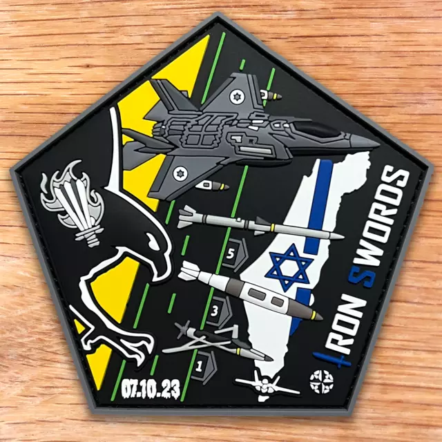 Israel Air Force Iron Swords War 140 Sqd "Golden Eagle" Pvc Patch 3D Gid! F-35I