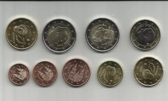 manueduc   ESPAÑA 2015  Las 9 Monedas Rey FELIPE VI  CON 2 Euros Altamira NUEVAS